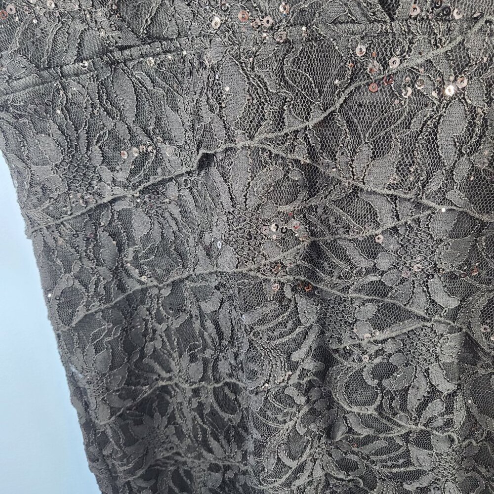 Scarlett Nite Black Tiered Lace Sequins Lined Dress Size 16 (OO-22) - Picture 4 of 9